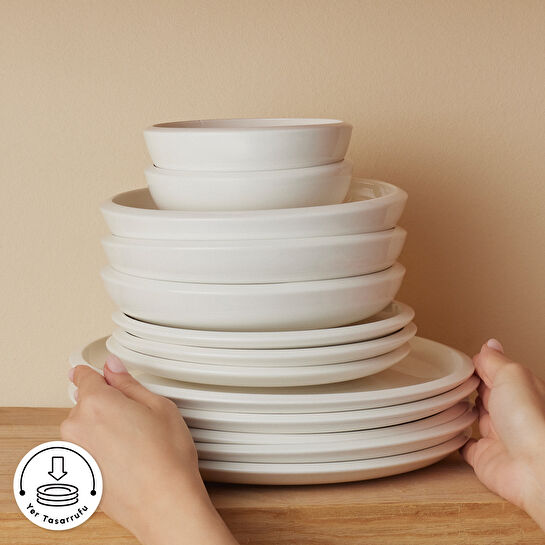 Karaca Stream Bone Neptun Gold Logo 53 Parça 12 Kişilik Yemek Takımı