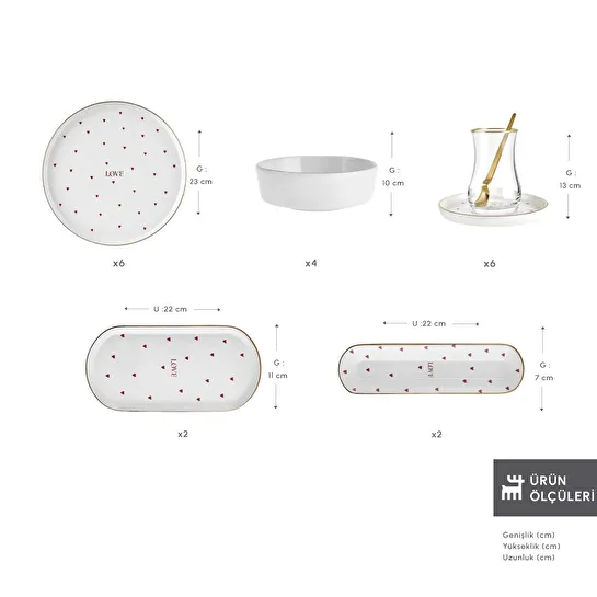 Karaca Lovin 32 Parça 6 Kişilik Kahvaltı Takımı Gold