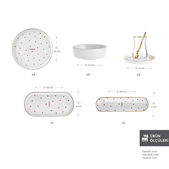 Karaca Lovin 32 Parça 6 Kişilik Kahvaltı Takımı Gold