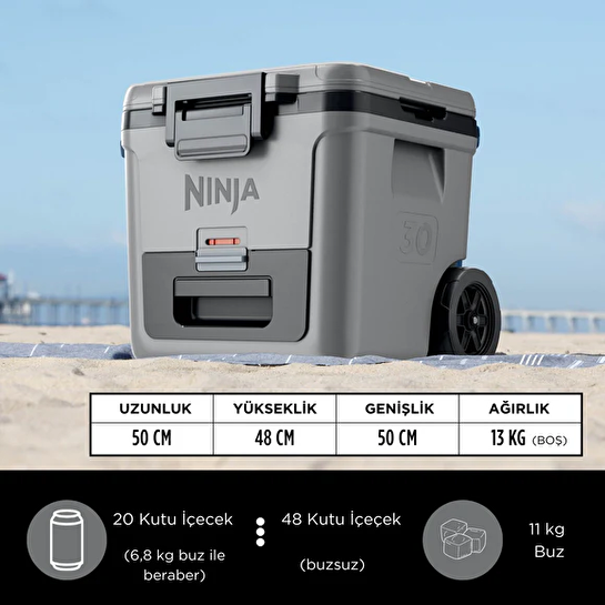 Ninja FrostVault Tekerlekli Cooler 28 Litre Gri