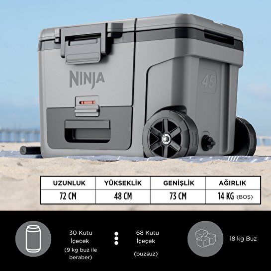 Ninja FrostVault Tekerlekli Cooler 42 Litre Gri