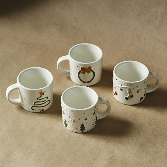 Karaca New Year Yılbaşı Bliss 4 Kişilik Kahve Fincan Takımı 100 ml