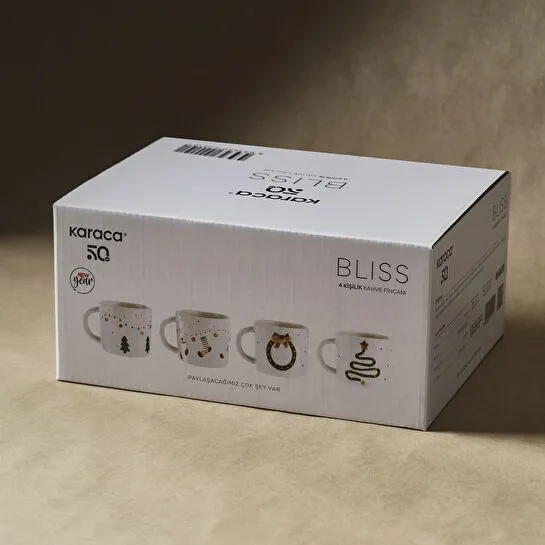Karaca New Year Yılbaşı Bliss 4 Kişilik Kahve Fincan Takımı 100 ml