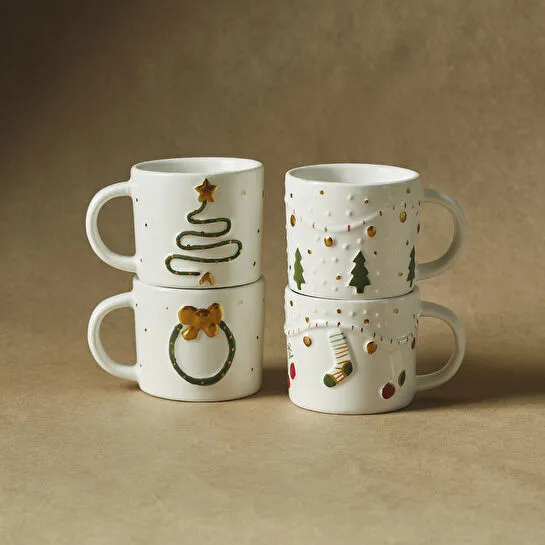 Karaca New Year Yılbaşı Bliss 4 Kişilik Kahve Fincan Takımı 100 ml