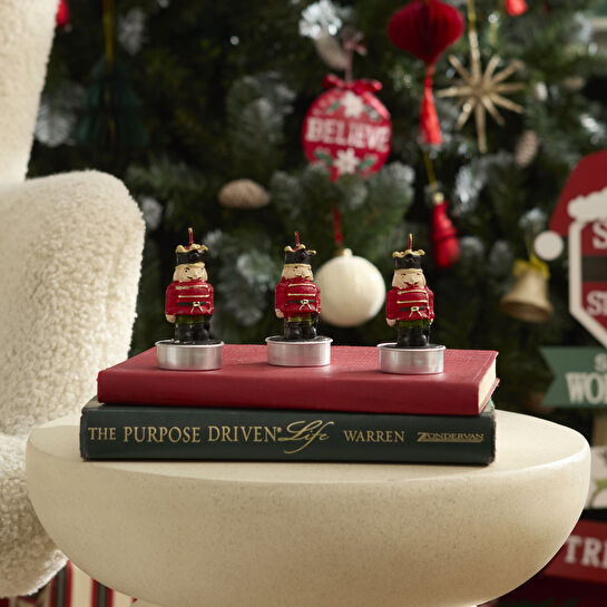 Karaca Home New Year Yılbaşı Nutcracker 3'lü Tealight Mum 11,5x5x7 cm