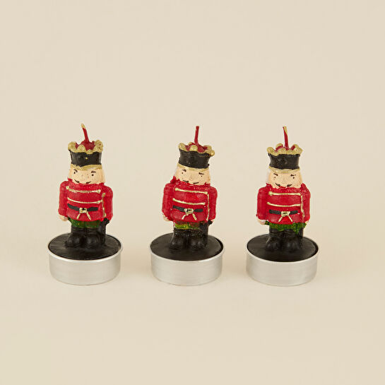 Karaca Home New Year Yılbaşı Nutcracker 3'lü Tealight Mum 11,5x5x7 cm