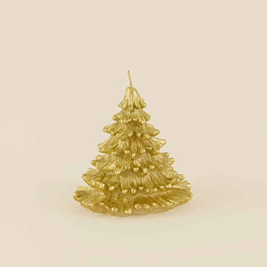 Karaca Home New Year Yılbaşı Çam Ağacı Şekilli Mum Gold 12x12x12,5 cm