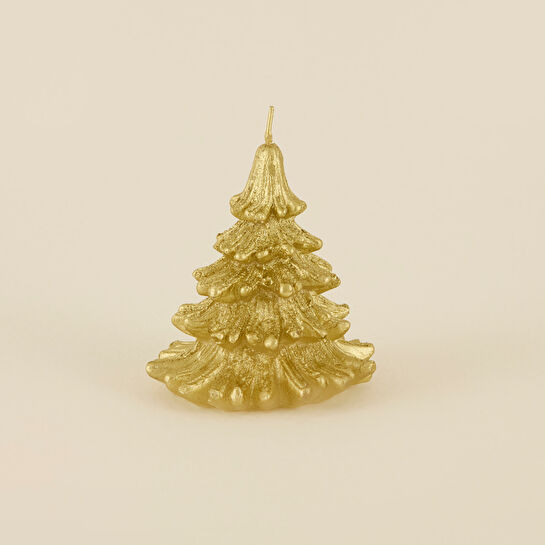 Karaca Home New Year Yılbaşı Çam Ağacı Şekilli Mum Gold 8,5 x 8,5 x 9,5 cm