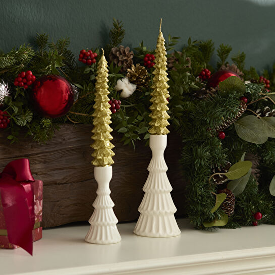 Karaca Home New Year Yılbaşı Çam Ağacı Şekilli Şamdan Mum 8,2x4,2x21 cm