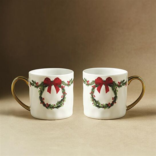 Karaca New Year Yılbaşı Çelenk 2 Kişilik Kupa 320 ml