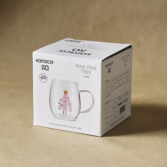 Karaca New Year Yılbaşı Pink Pine Tree Kupa 440 ml