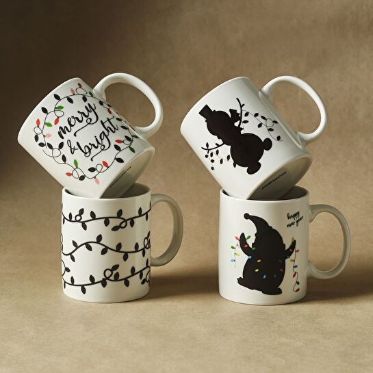 Karaca New Year Yılbaşı Twinkle 4 Kişilik Kupa Seti 340 ml