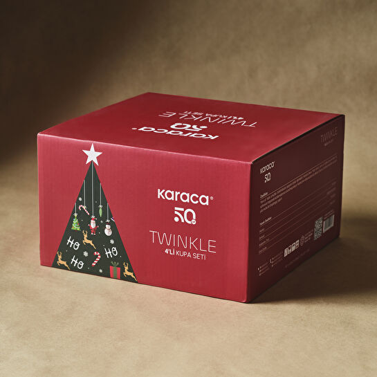 Karaca New Year Yılbaşı Twinkle 4 Kişilik Kupa Seti 340 ml