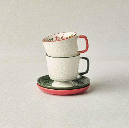 Karaca New Year Yılbaşı Snowflake 2 Kişilik Çay Fincan Takımı 230 ml