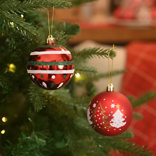 Karaca Home New Year Yılbaşı Reddish 4 Parça Ağaç Süsü Seti