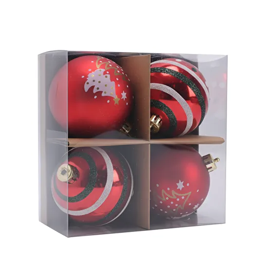 Karaca Home New Year Yılbaşı Reddish 4 Parça Ağaç Süsü Seti