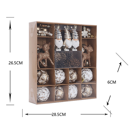 Karaca Home New Year Yılbaşı Bronze 65 Parça Ağaç Süsü Seti