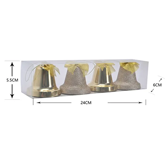 Karaca Home New Year Yılbaşı Bell 4 Parça Ağaç Süsü Seti