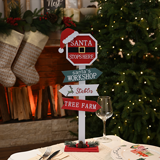 Karaca Home New Year Yılbaşı Santa Sign Dekoratif Obje 60x23x10 cm