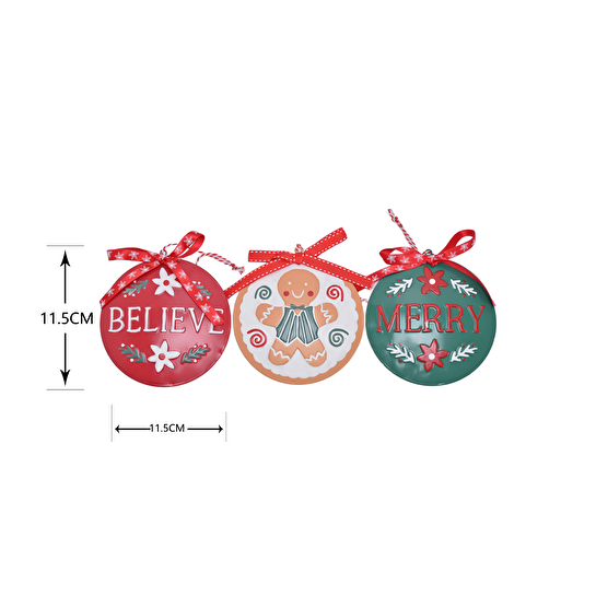 Karaca Home New Year Yılbaşı Wish 3 Parça Ağaç Süsü Seti