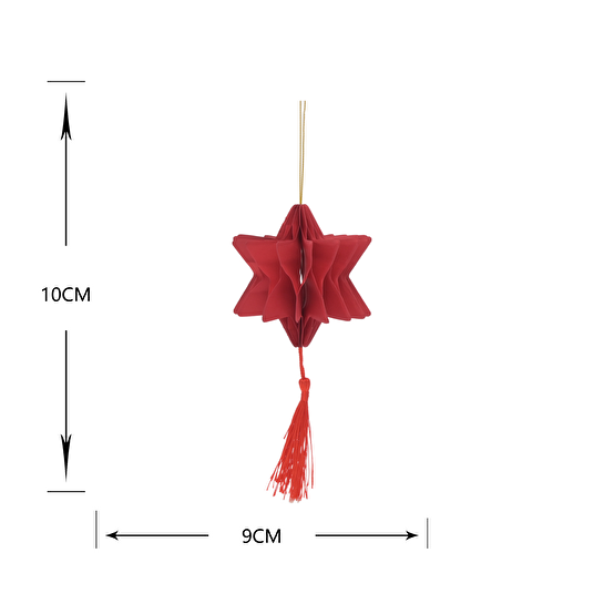 Karaca Home New Year Yılbaşı Yıldız Şekilli 3 Adet Ağaç Süsü 9x10 cm