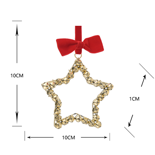 Karaca Home New Year Yılbaşı Star With Ribbon Ağaç Süsü 10x1x10 cm