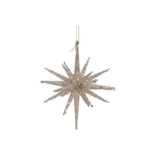 Karaca Home New Year Yılbaşı Glitter Star 3 Adet Ağaç Süsü Seti Gold 15x15x15 cm