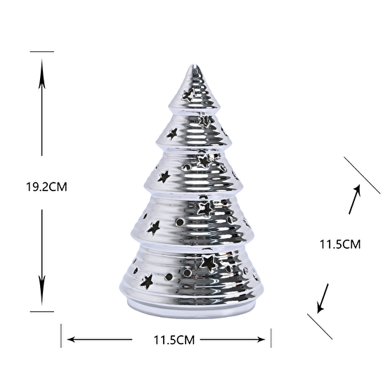 Karaca Home New Year Yılbaşı Christmas Tree Dekoratif Obje Silver 11,5 x 11,5 x 19,2 cm