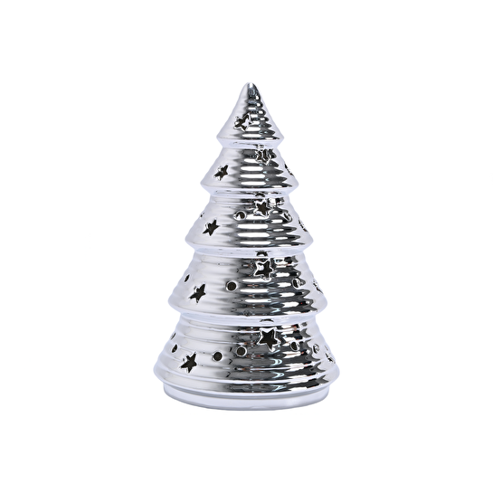 Karaca Home New Year Yılbaşı Christmas Tree Dekoratif Obje Silver 11,5 x 11,5 x 19,2 cm