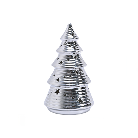 Karaca Home New Year Yılbaşı Christmas Tree Dekoratif Obje Silver 9,5 x 9,5 x 16 cm