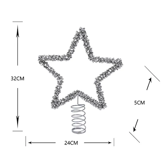 Karaca Home New Year Yılbaşı Shimmering Star Ağaç Başlığı Silver