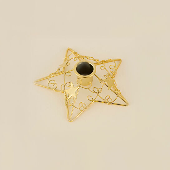 Karaca Home New Year Yılbaşı Yıldız Şekilli Şamdan Mumluk Gold