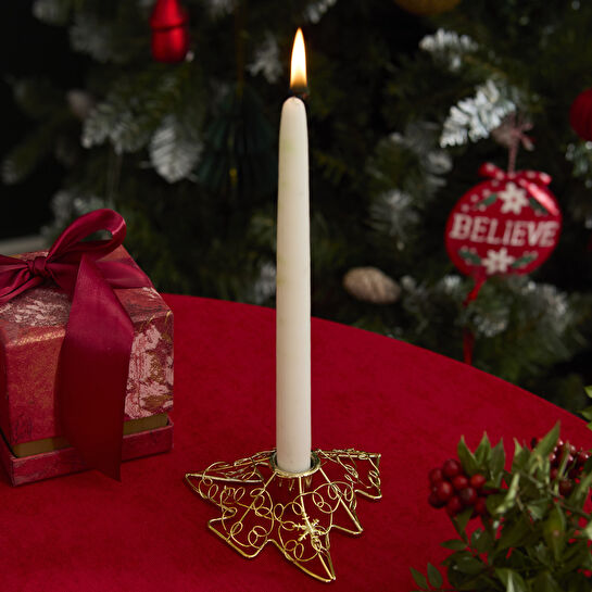 Karaca Home New Year Yılbaşı Ağacı Şekilli Şamdan Mumluk Gold