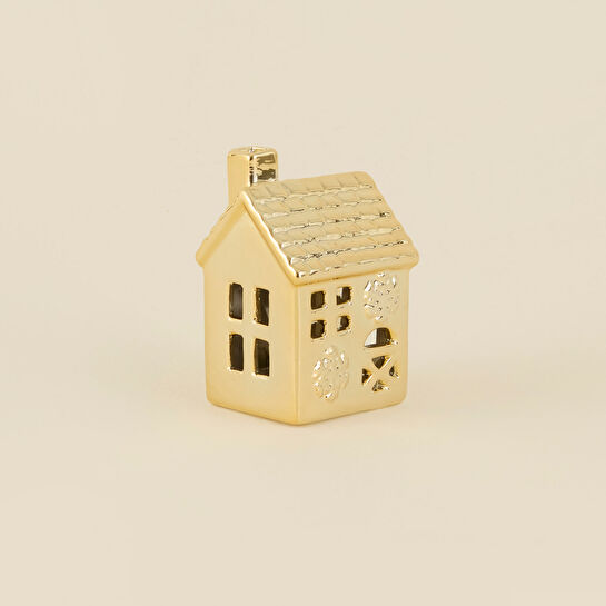 Karaca Home New Year Yılbaşı Gold House Ledli Dekoratif Obje 7x6,4x10,8 cm