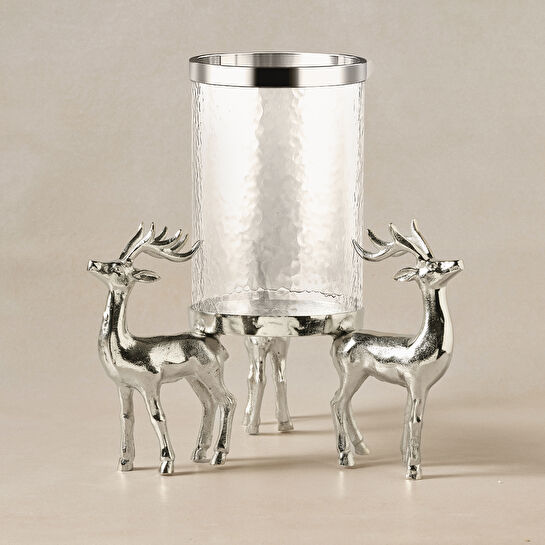 Karaca Home New Year Yılbaşı Geyikli Roe Dekoratif Mumluk 16x38,75 cm