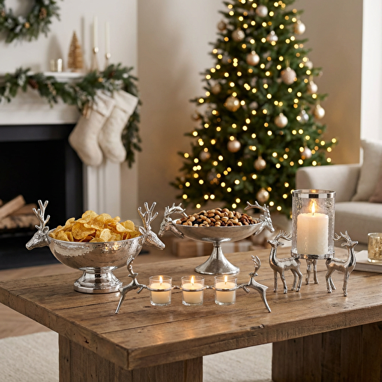 Karaca Home New Year Yılbaşı Geyikli Roe Dekoratif Gondol 21x47x21,5 cm