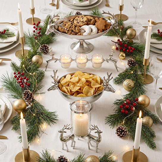 Karaca Home New Year Yılbaşı Geyikli Roe Dekoratif Gondol 21x47x21,5 cm