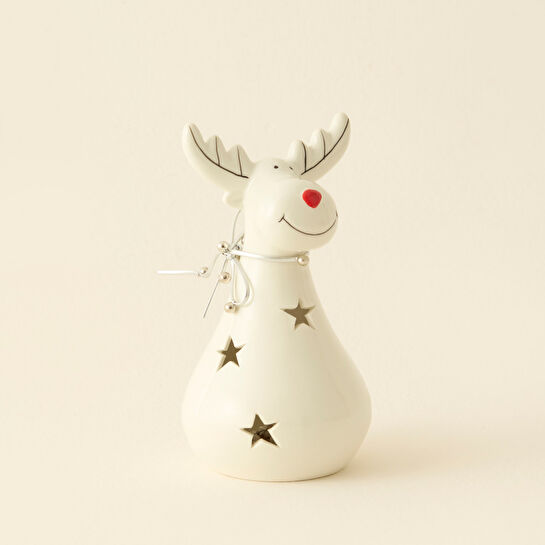 Karaca Home New Year Yılbaşı Yıldız Yansımalı Ledli Geyik Dekoratif Obe 9,5 x 9,5 x 17 cm