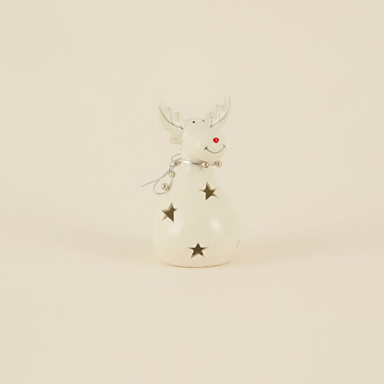 Karaca Home New Year Yılbaşı Yıldız Yansımalı Ledli Geyik Dekoratif Obe 7x7x13 cm