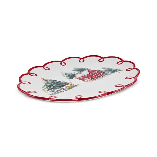 Karaca New Year Yılbaşı Cottage Kayık Tabak 30,5 cm