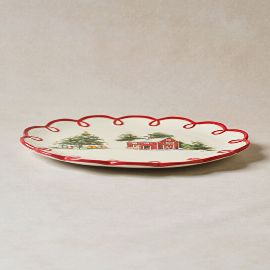 Karaca New Year Yılbaşı Cottage Kayık Tabak 30,5 cm