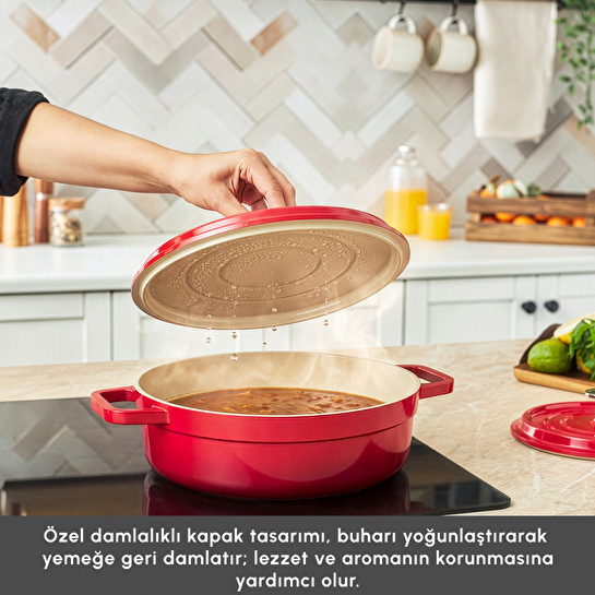 Karaca Swiss Crystal Neocast 7 Parça Döküm Tencere ve Tava Seti Kırmızı