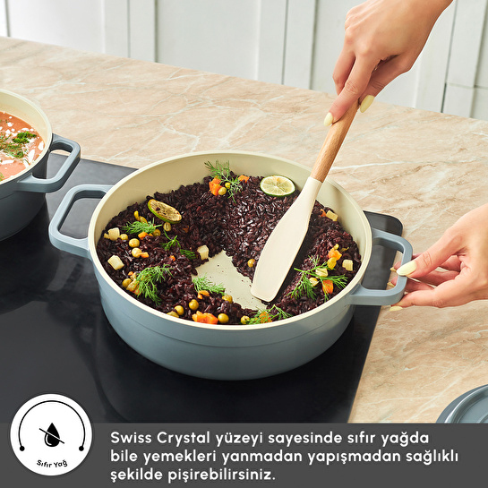 Karaca Swiss Crystal Neocast 7 Parça Döküm Tencere ve Tava Seti Antrasit