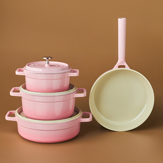 Karaca Swiss Crystal Neocast 7 Parça Döküm Tencere Seti Pembe