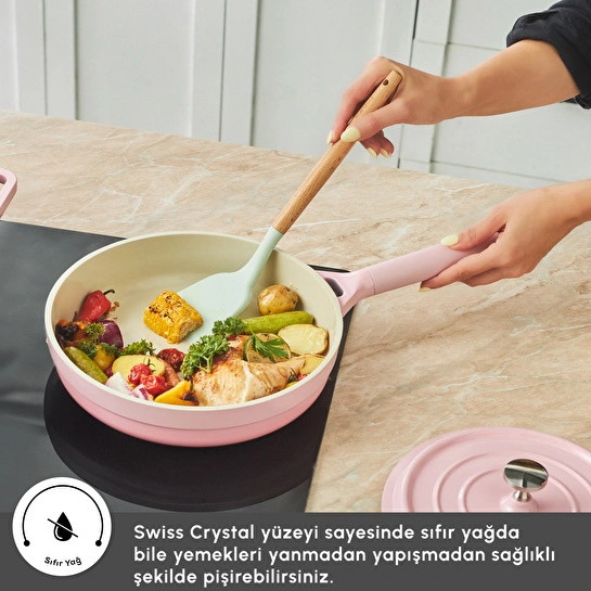 Karaca Swiss Crystal Neocast 7 Parça Döküm Tencere ve Tava Seti Pembe