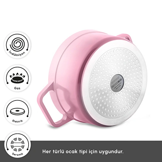 Karaca Swiss Crystal Neocast 7 Parça Döküm Tencere ve Tava Seti Pembe