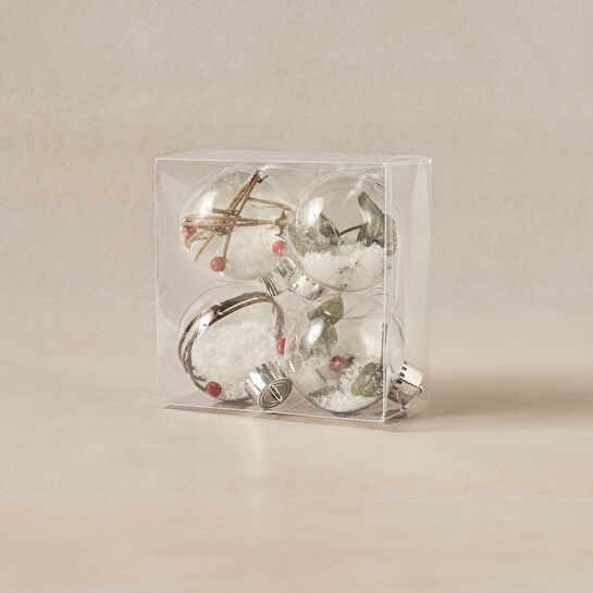 Karaca Home New Year Yılbaşı Flower 4lü Set Top Ağaç Süsü 8 cm