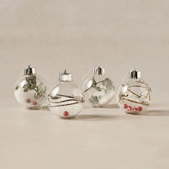 Karaca Home New Year Yılbaşı Flower 4lü Set Top Ağaç Süsü 8 cm