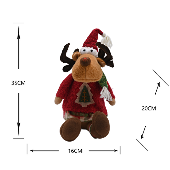 Karaca Home New Year Yılbaşı Henry Reindeer Peluş Obje 16x20x35 cm