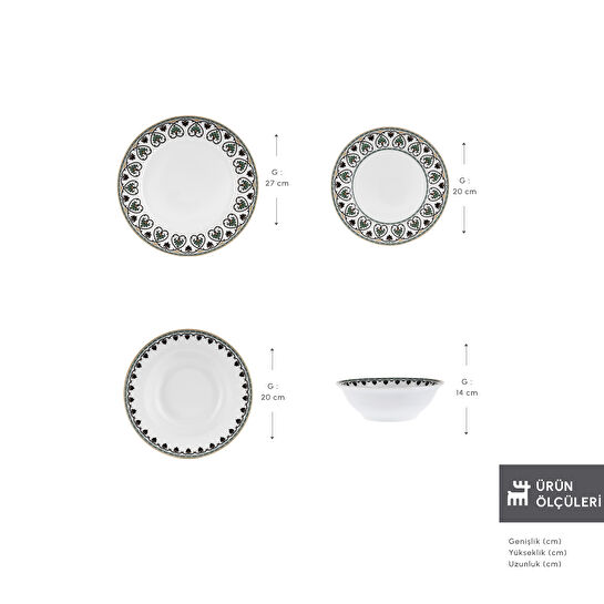 Karaca Forever Bone Samatya 24 Parça 6 Kişilik Yemek Takımı